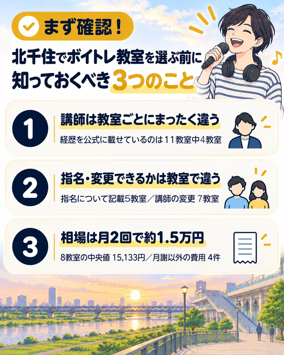 北千住でボイトレ教室を選ぶ前に知っておくべき3つのこと