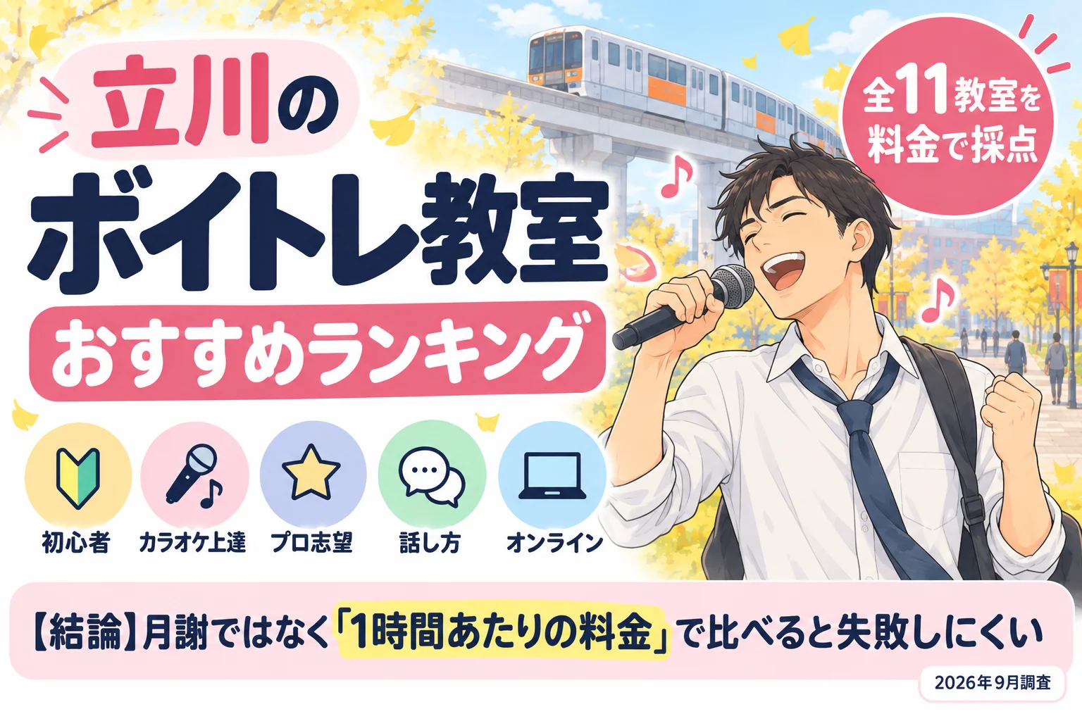 立川のボイトレ教室おすすめランキング 全11教室を料金で採点